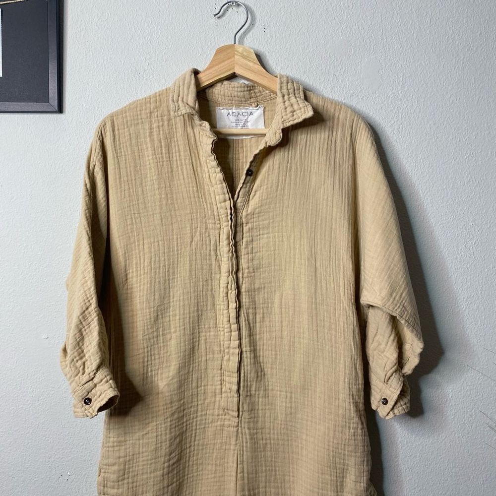 Acacia Kapaa Gauze Romper Taupe Size M - Picture 5 of 5